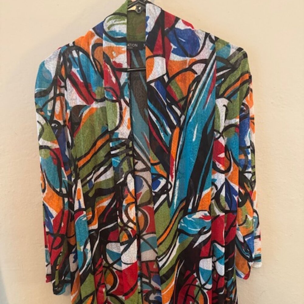 Multi-colored lightweight women's coverlet jacket